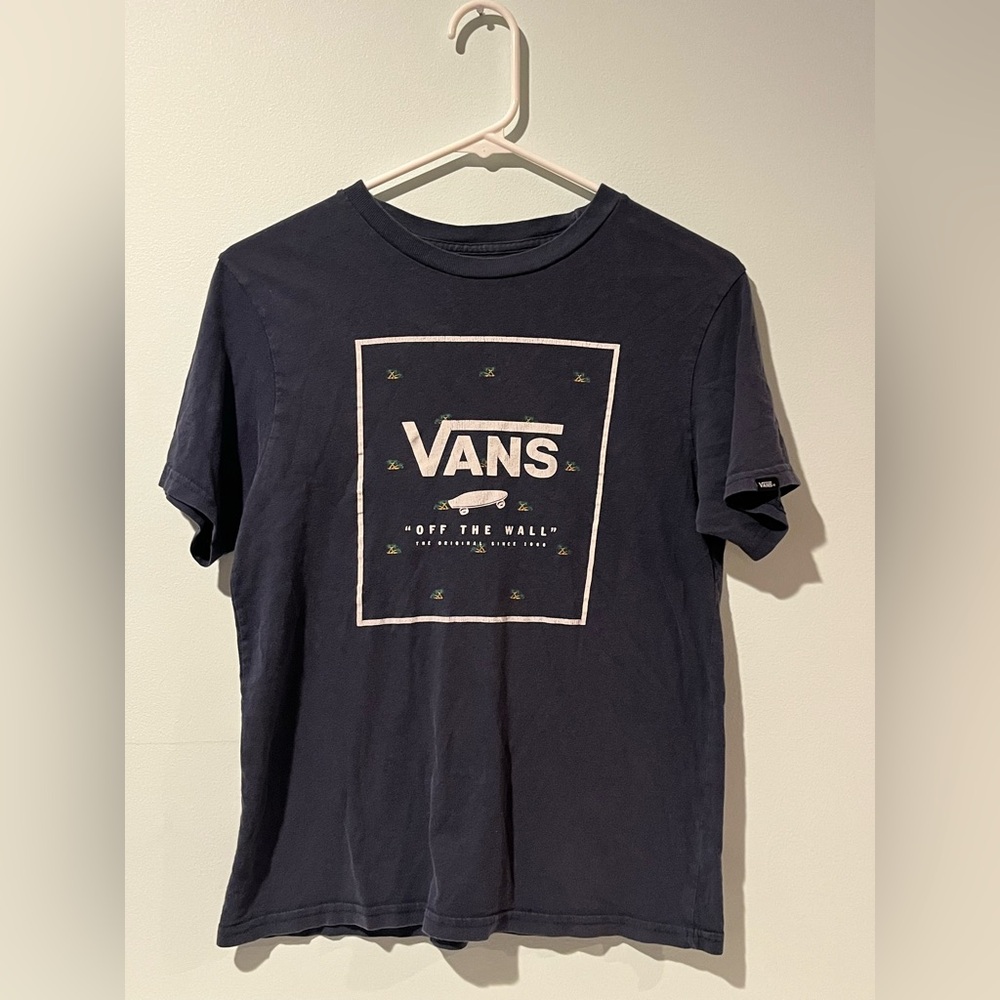 VANS Boys Navy Blue Graphic Logo T-Shirt, Size Medium (10-12)